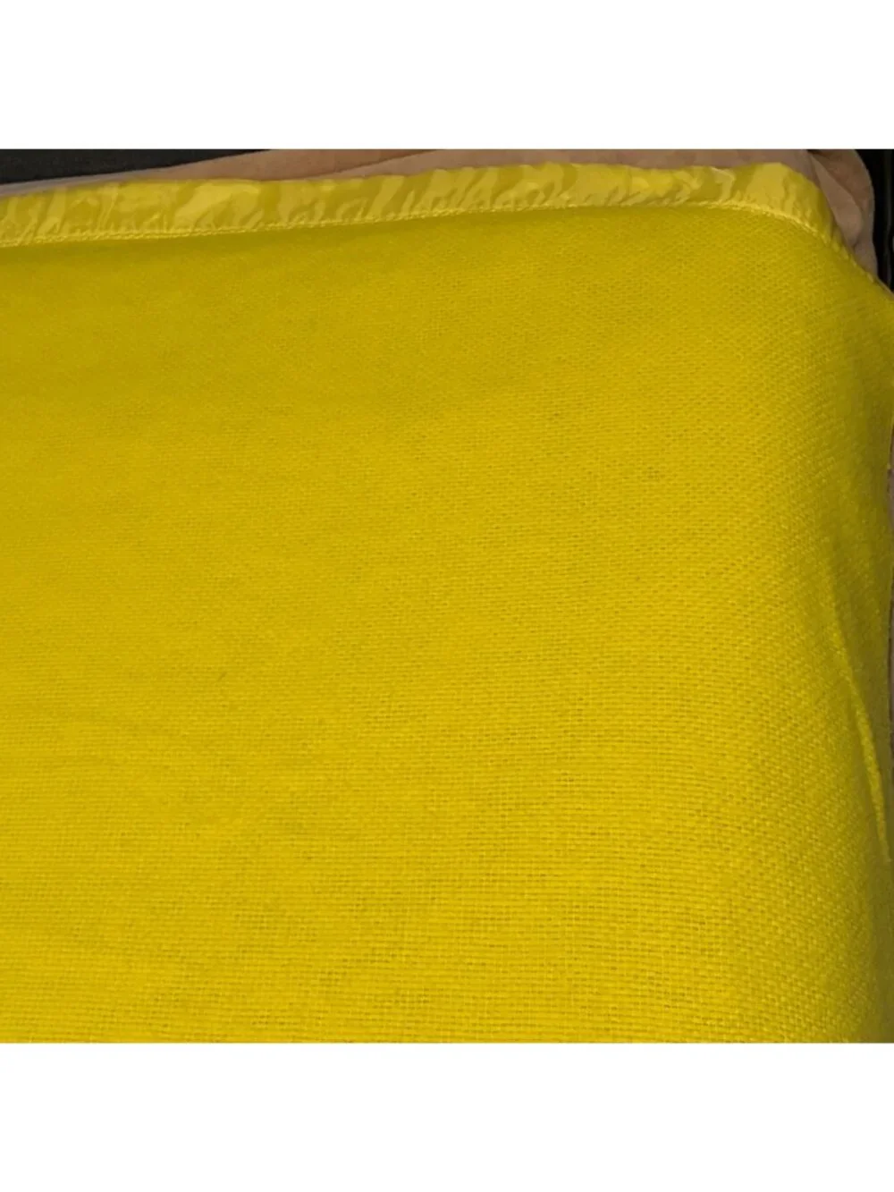 Vintage Chatham Waffle Weave Acrylic Blanket Satin Trim Binding Yellow 71x90